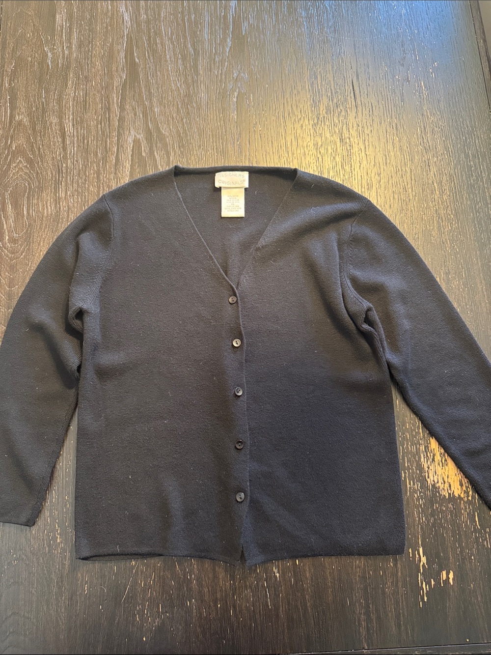 Designers Originals Black Button-Front V-Neck Cardigan